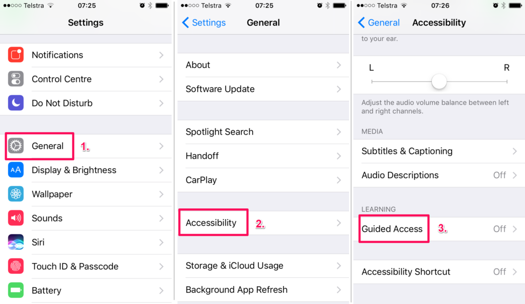 Guided access settings screenshot