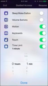 Guided access time limit screenshot